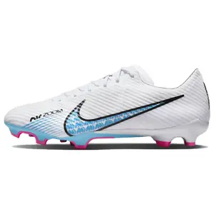 Nike Zoom Vapor 15 Academy Laced Multi-Ground MG FG Football Cleats for Men and Women in White and Blue