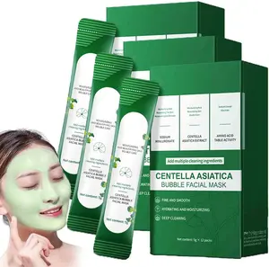 Centella Asiatica Bubble Face Mask, Centella Bubble Clay Mask for Blackhead Removal Deep Purifying and Moisturizing Pore Cleanser Individually Packaged, 10 Seconds to Foam - 12 Pack