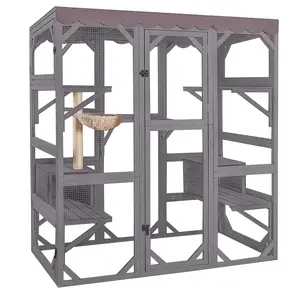 Aivituvin Outdoor Large Cat Enclosure,Walk-In Catio with 5 levels,Scratching Post,Hommock,Outdoor Catio