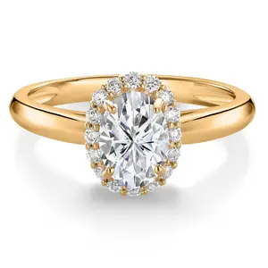 Gem Stone King 1.16 Cttw 10K Yellow Gold IGI Certified Lab Grown Diamond Halo Engagement Ring For Women | Center Oval Cut Diamond 1 Ct | D-E Color | VS1-VS2 Clarity