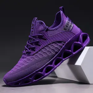 Breathable Purple Men's and Women's Running Shoes - Lightweight, Non-Slip Blade Sneakers with Soft EVA Sole, Comfortable Low Tube Design for Gym, Sports and Casual Wear
