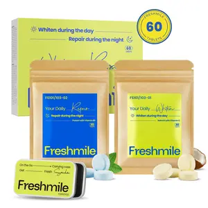 Freshmile Travel Toothpaste Tablets kit – Fluoride-Free Natural Teeth Repair with Nano-Hydroxyapatite (NHA), Protects Sensitive Teeth & Gums, 60 Count