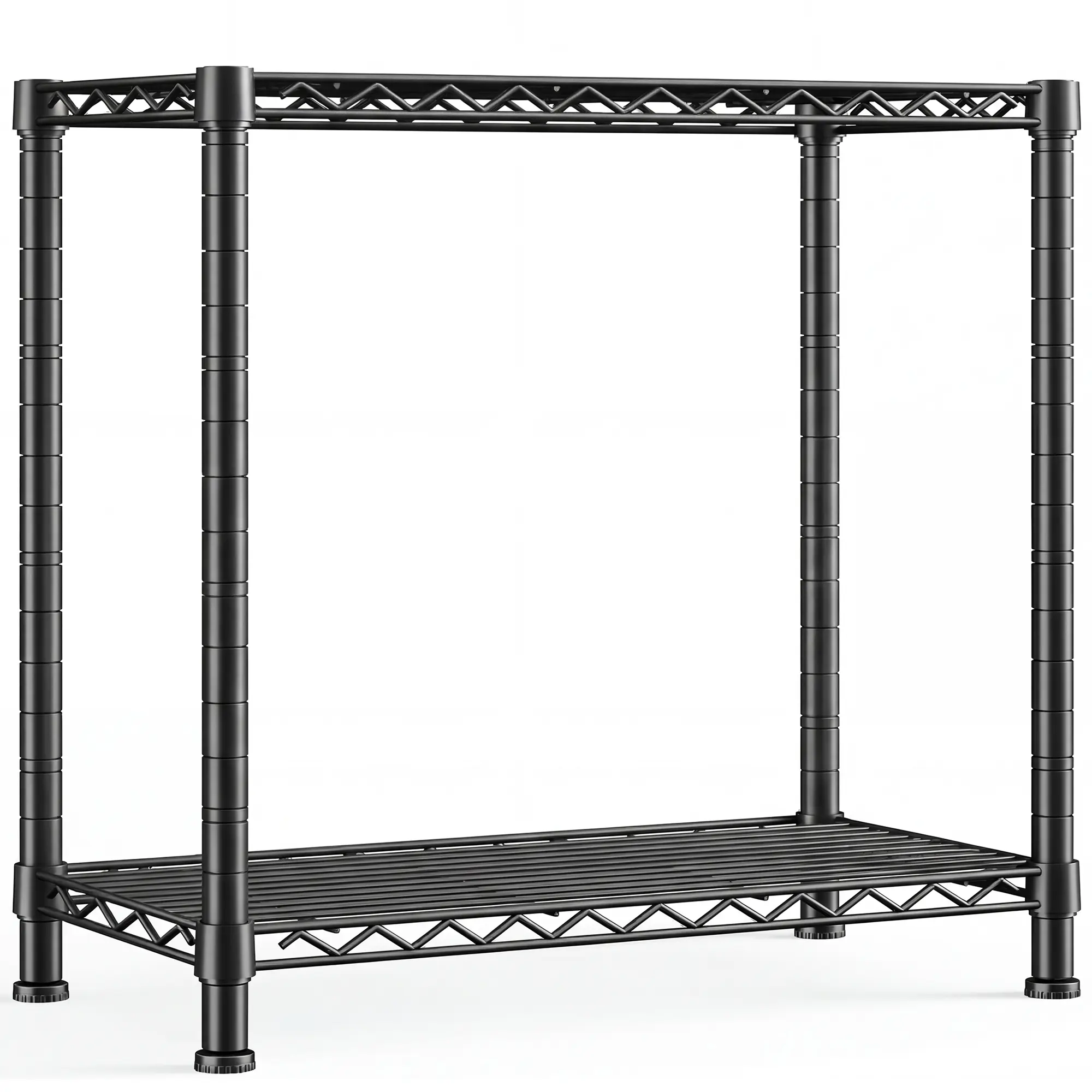 【Small Shelving Unit】2 Tier 400LBS Metal Shelving Storage Rack Wire Shelving Unit, Mini Corner Shelving & Book Shelf, Storage Standing Household Shelf Organizer for Laundry/ Bathroom/ Kitchen/ Closet, 27.5" W*11.8" D*27.5" H, Black,