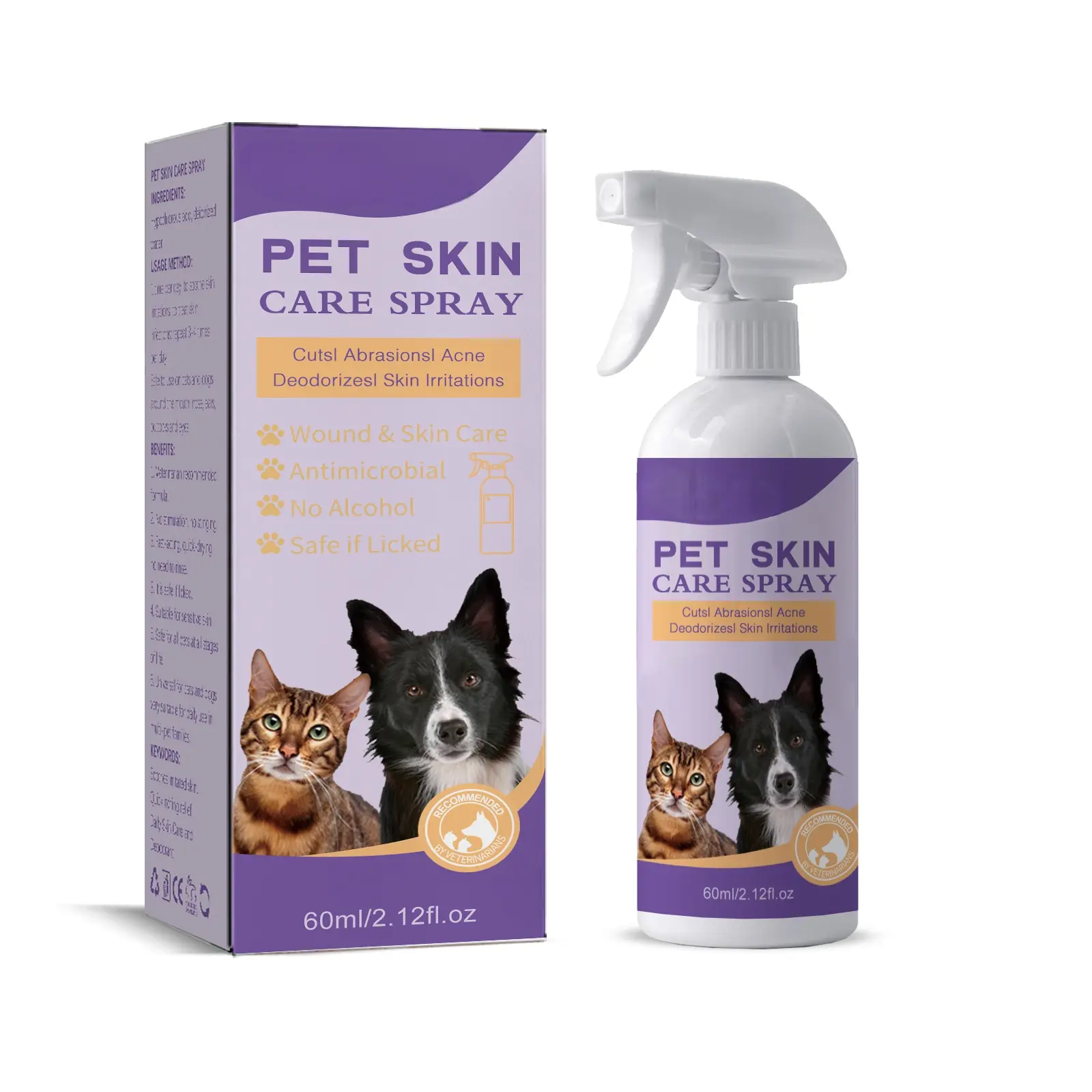 Hypochlorous Acid Pet Hair Cleaning Spray for Dogs & Cats, Anti-Fungal, Itch Reduction, Skin Relief, Local Inflammation Eliminator (Flea & Tick Healthcare Supply)
