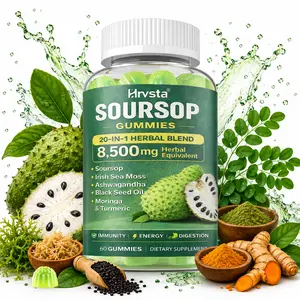 Soursop Gummies: 20-in-1 Herbal Complex | With Sea Moss, Moringa, Turmeric, Black Seed Oil, Oregano & Ashwagandha | Immune Support & Daily Wellness | Vegan, Non-GMO | 60 Count