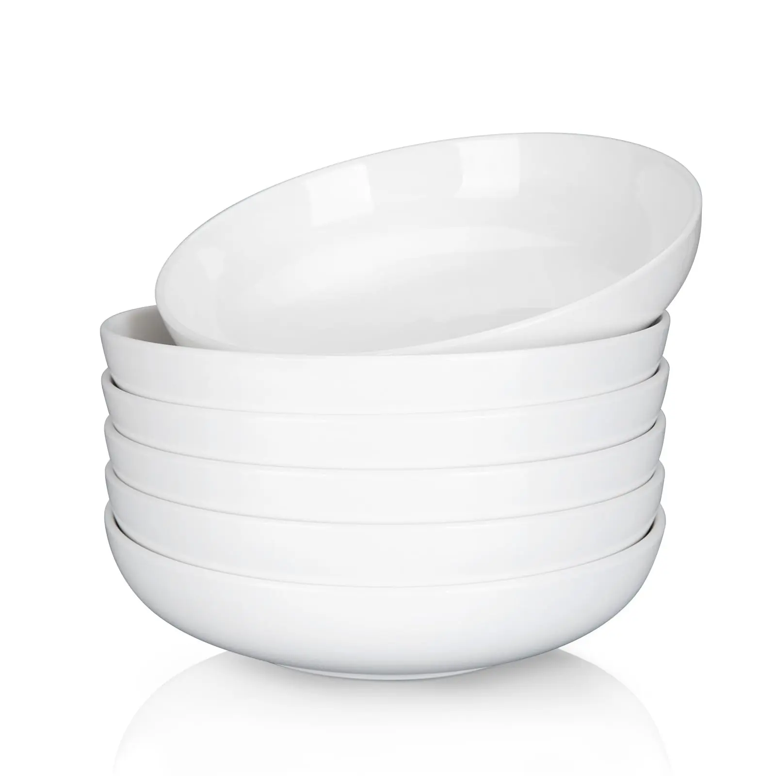 GARVEE 8-Inch Large Porcelain Tableware Set, 26 Oz Premium Plates Bowls, Microwave & Dishwasher Safe Wide-Shallow Salad Bowl for Dinner & Noodles, White Porcelain Dinnerware, Saladbowl