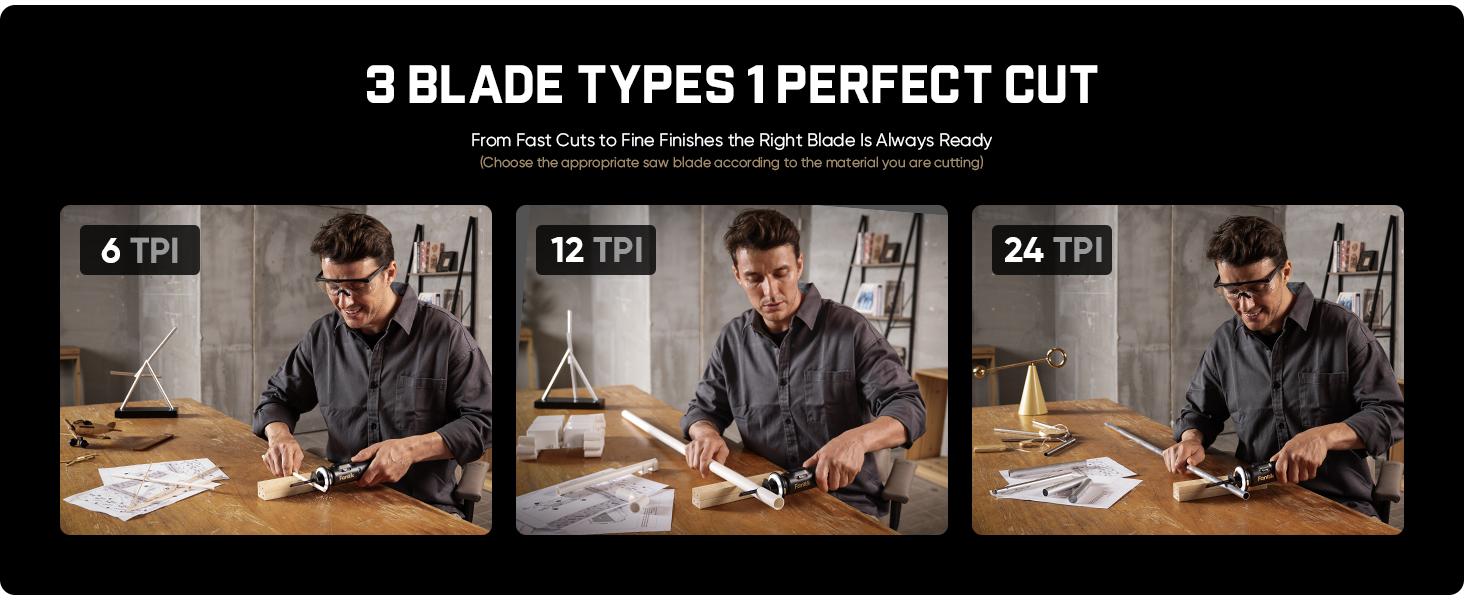 Fanttik R11 Pro Brushless Cordless Mini Reciprocating Saw, 0–2200 SPM Variable Speed, Type-C Fast Charging, Tool-Free Blade Change, 5-Blade Kit for Wood, Metal & PVC