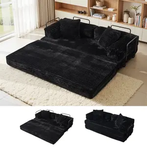 CAODOC Compression Sectional Loveseat Couch Sofa Convertible Floor Sofa Bed with Pillow Back Support Armrest Comfy Foldable Sofa Bed Compressed Sofa in Box Corduroy Fabric for Living Room Bedroom,Free Combination