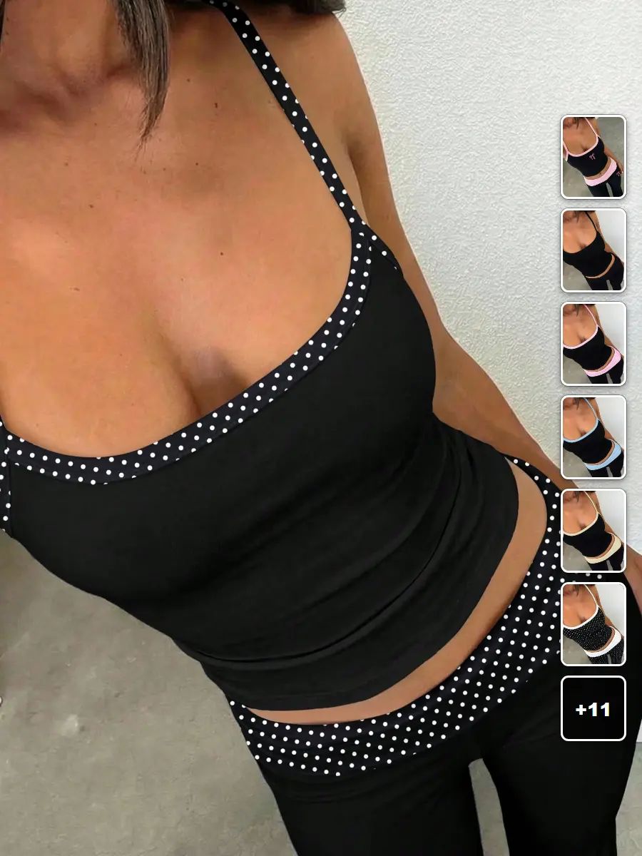 RUTMAN 2 Piece Set Contrast Strap Camisole Pants Summer Going Out Outfit Back to School
