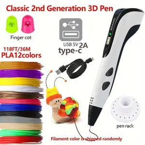 3D Printing Pen Set with USB Type-C Charging, 12 Colors, Speed Slider, Latest Upgraded Professional 3D Printed Stereoscopic Drawing Tool for Kids, DIY Puzzle Graffiti Pen, Ideal Birthday Gift (Office & Art Supplies)