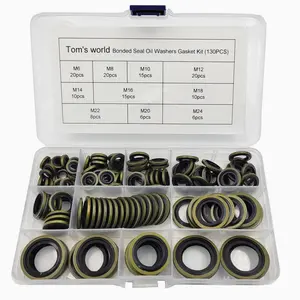 130 count Self-Centered Bonded Seal Oil Washers Gasket Assortment Kit for Plumbing, Automotive, Mechanical, Electrical, Cylinder Repairs (M6-M24)