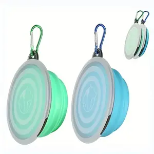 2 Pack Collapsible Silicone Pet Bowls with Lids, Portable Dog & Cat Travel Food Water Feeder, Foldable Lightweight Pet Feeding Supplies for Outdoor Walking Hiking Camping Travel