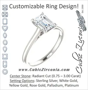 Cubic Zirconia Engagement Ring- The Madelyn (Customizable Radiant Cut Solitaire with Infinity Trellis Decoration)