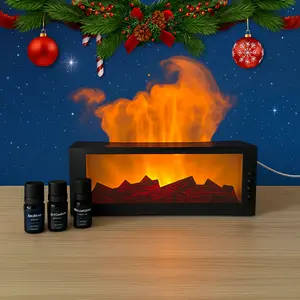 Desktop Fireplace with Atmosphere Light Portable Simulation Fireplace Heater for Bedroom Home Office Decorations Creative Home Decorative Ornaments humidifier  bedroom upside  christmas  tree