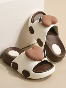 Sweet Girl Style Soft Sole Slippers, Lightweight Comfortable Summer Sandals, Casual PU Leather Patchwork Design, Perfect for Girls' Outing