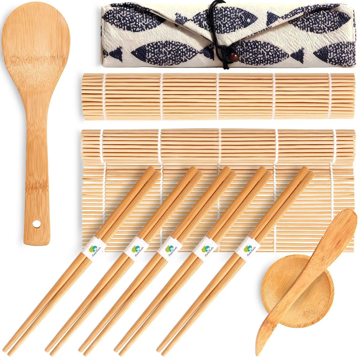Sushi Making Kit, 22 in 1 Sushi Roller Sushi Maker Kit with Bamboo Sushi Rolling Mats, Bazooka, Chef's Knife, Chopsticks, Sauce Dishes, Rice Spreader, Avocado Slicer, Guide Book