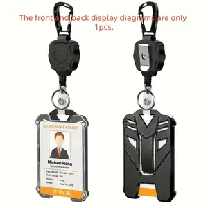 Men's Tactical Abs ID Card Holder, Id Badge Holder, Badge Reels Retractable, Retractable Design, Vertical Slot, Key Chain Accessories, Anti-Theft Portable Durable Equipment