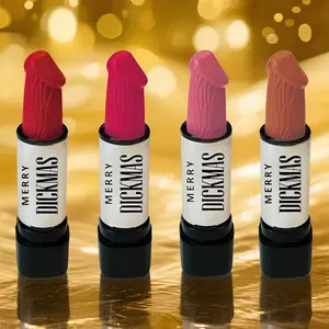 Christmas Secret Party Lipstick Quartet, Lipstick Shaped Design - 4 Shades (Classic Red, Fuchsia, Rose Pink) - Matte Finish, High-Pigment, Formula, Versatile for All Occasions - Perfect for Holiday Parties, Dates & Daily Glam (4pcs Set)