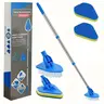 2-in-1 Retractable Restroom Cleaning Brush Set, Bathroom Brush Cleaner, Includes 3 Sponge Heads & 1 Bathroom Cleaning Brush & 1 Stainless Steel Handle, Multifunctional Cleaning Tool for Kitchen, Pool, Bathroom Accessory, Bathroom Cleaning Tools