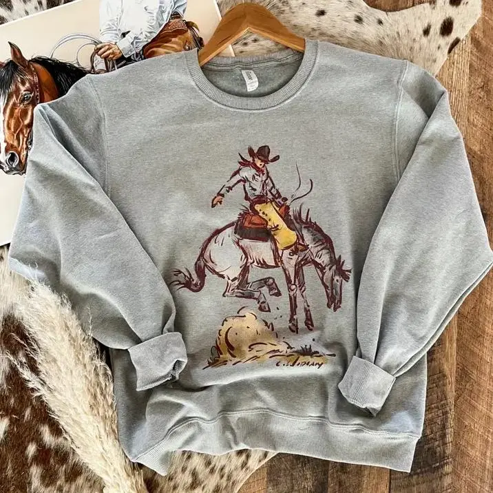 High Times Crewneck Sweatshirt Western, hoodie, shirt, Boho Design, WesternWear, CowboyStyle, WesternOutfitIdeas, RodeoStyle Casual Cotton