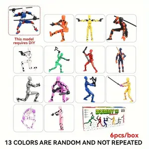 6 Color Dummy13 Dolls Cartoon Anime Style, DIY Creative Assembly, 360° Rotating Joints, Flexible Pose, Suitable for Kids & Adults, Anime Action Figure