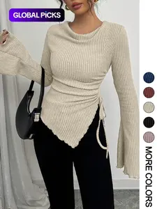 Women's Simple T-Shirt for Fall & Winter, Slim-Fitting Casual Top, Comfortable and Fashionable Everyday Wear