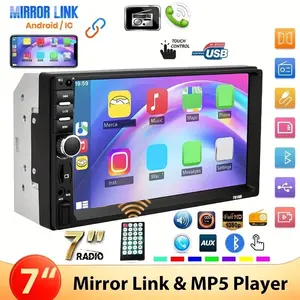 Universal 7 Inch Dual Slot Car Mp5 Player, Wired Phone Connectivity, High Definition Rear Camera, Car Entertainment System