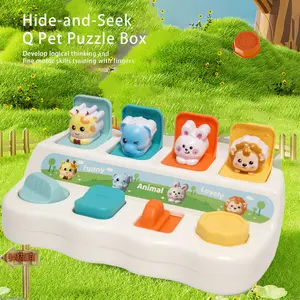 Montessori Interactive Pop-Up Animal Hide-And-Seek Box, Baby Cause and Effect Toy, Logic and Motor Skills, Unisex Toddler Educational Toy, Animal Shape Sorter