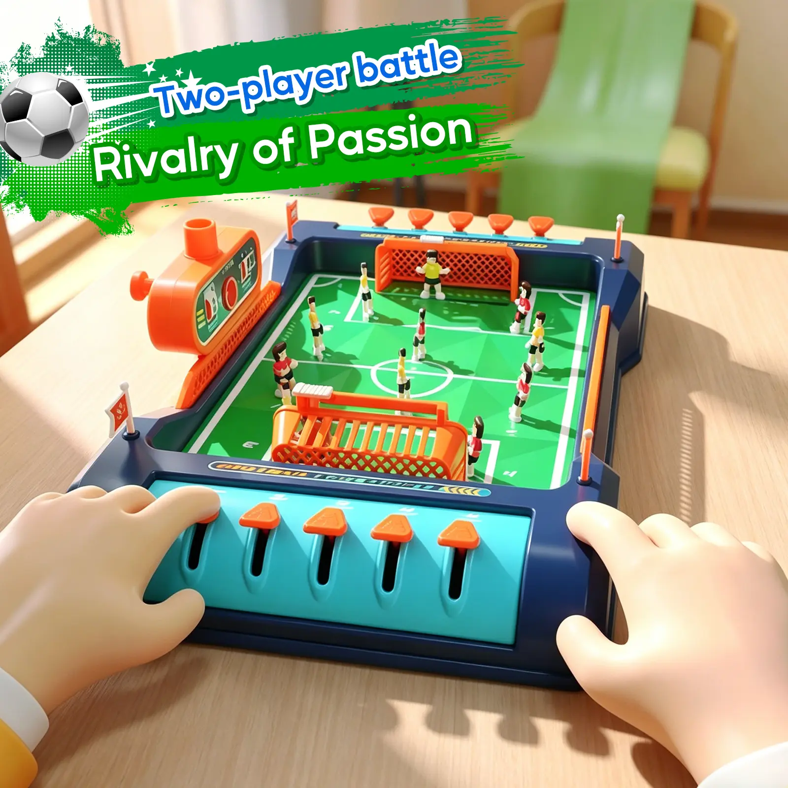 Back To School Gift Kids' Mini Metal Table Football Field Game - 2-Player, 3 Footballs, Non-Slip Handles, Unisex Sports Toy for 12+ Years Boys/Teens, Parent-Child Interactive Gift for Children Development, 12 Years Above, Mini Foosball Table