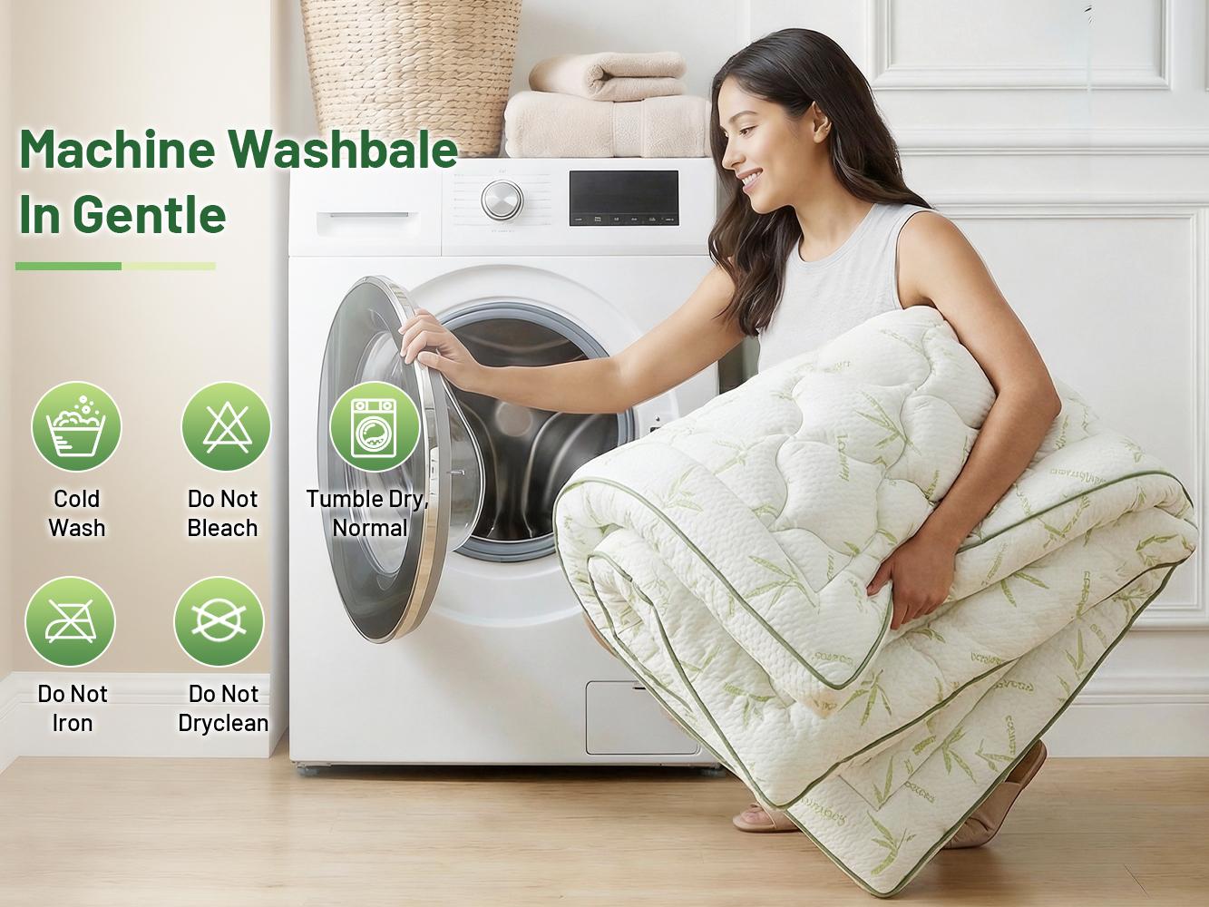 [Back Pain Relief] Raybee 1200gsm Bamboo Fiber Mattress Topper  Pad for Pressure Relief & Better Sleep, 2-4 Inch Microfiber Filling Mattress Protector Cover, Quilted, Machine Washable for Up tp 12" Mattress, Anti-slide, Twin, Full, Queen, King