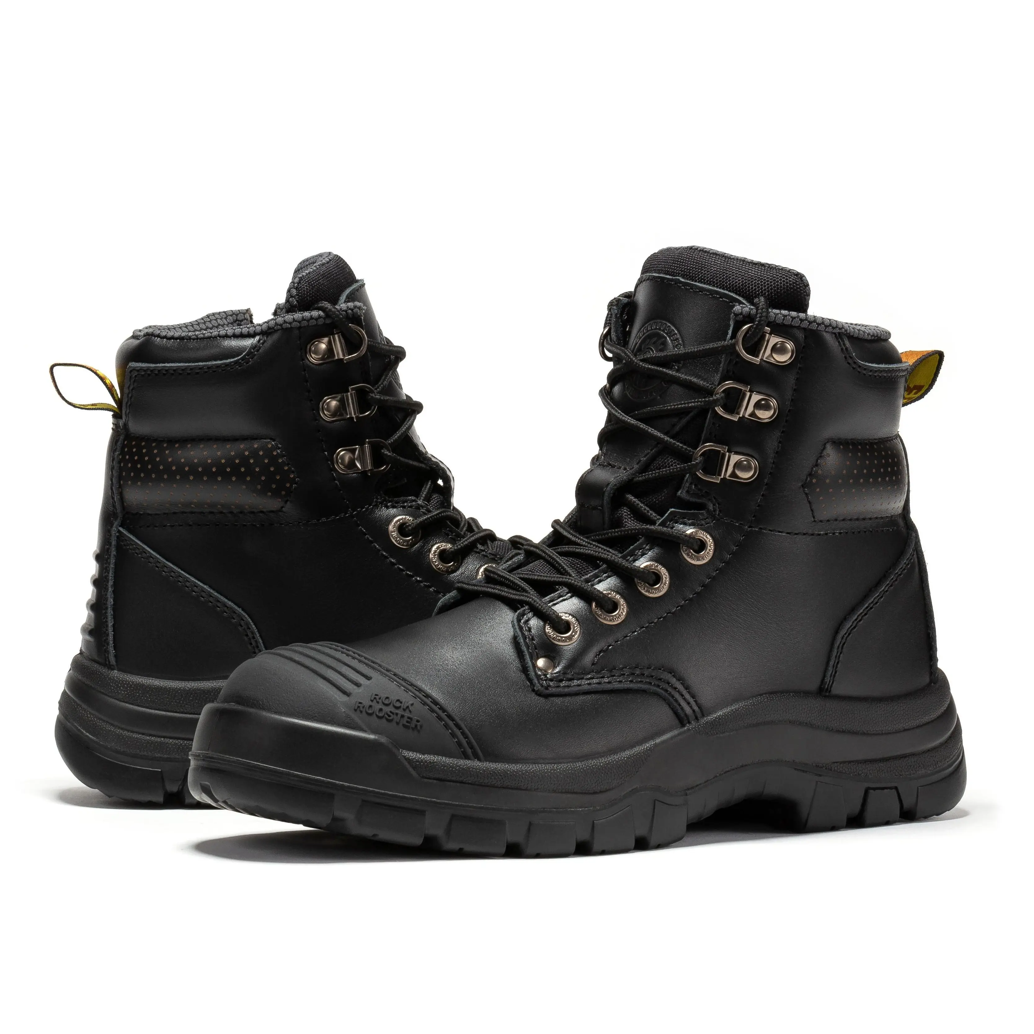 ROCKROOSTER Men's 6 inch Steel Toe Leather Work Boots EH Comfort Footwear Bota Shoe Electrician boots for