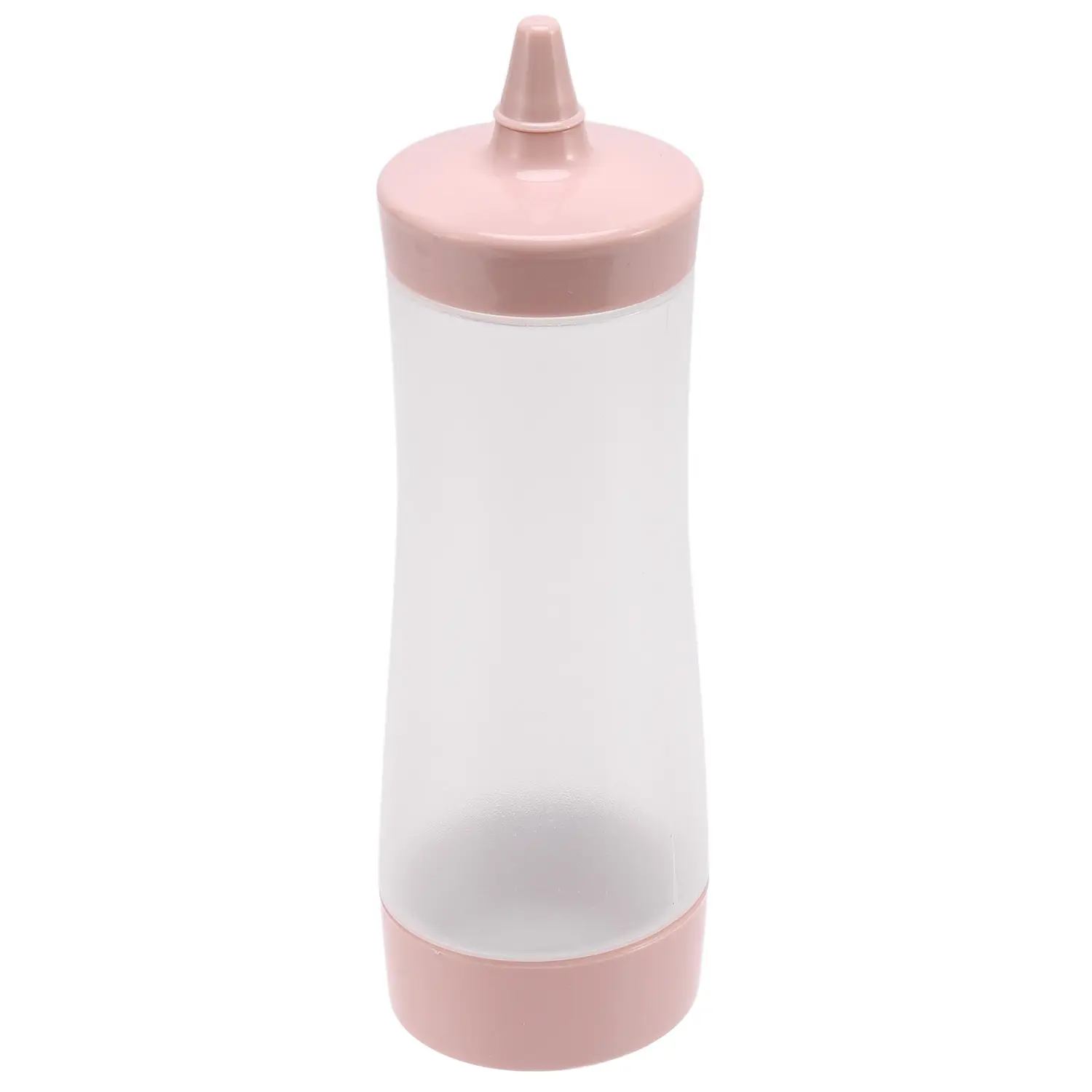 Condiment Squeeze Bottle, 19.5x6cm Pink & Transparent PE + PP Plastic Dispenser with Stay-Tight Cap, Easy Cut-to-Fit Nozzles for Restaurant & Kitchen Use (Sauce, Vinegar, Oil) - Single Bottle Household Appliance Accessory
