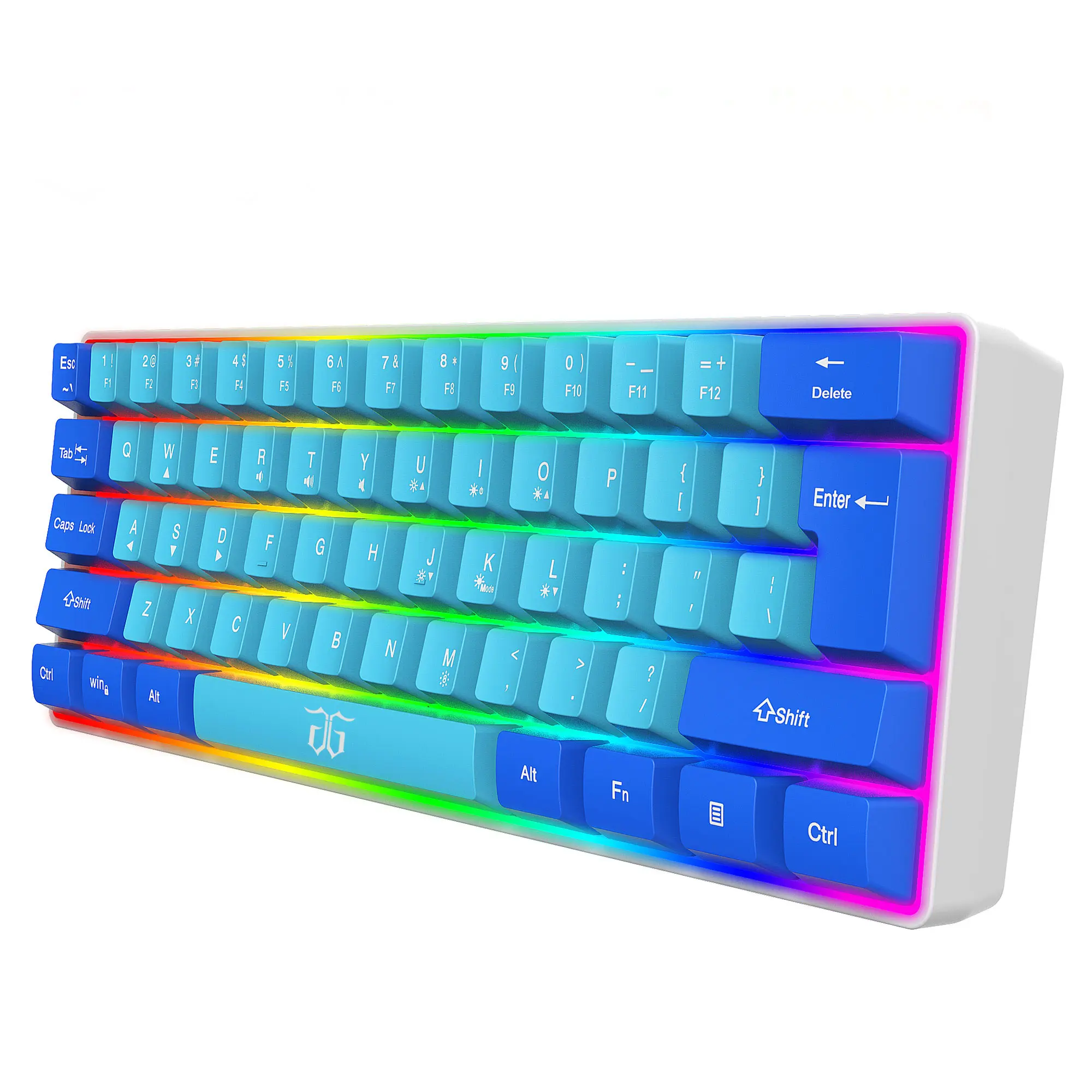 Snpurdiri 60% Wired Gaming Keyboard, RGB Ultra-Compact Mini Keyboard, Waterproof Mechanical Feeling Small Keyboard for PC/Mac Gamer, Typist, Travel, Easy to Carry on Business Trip (Blue-Wathet)