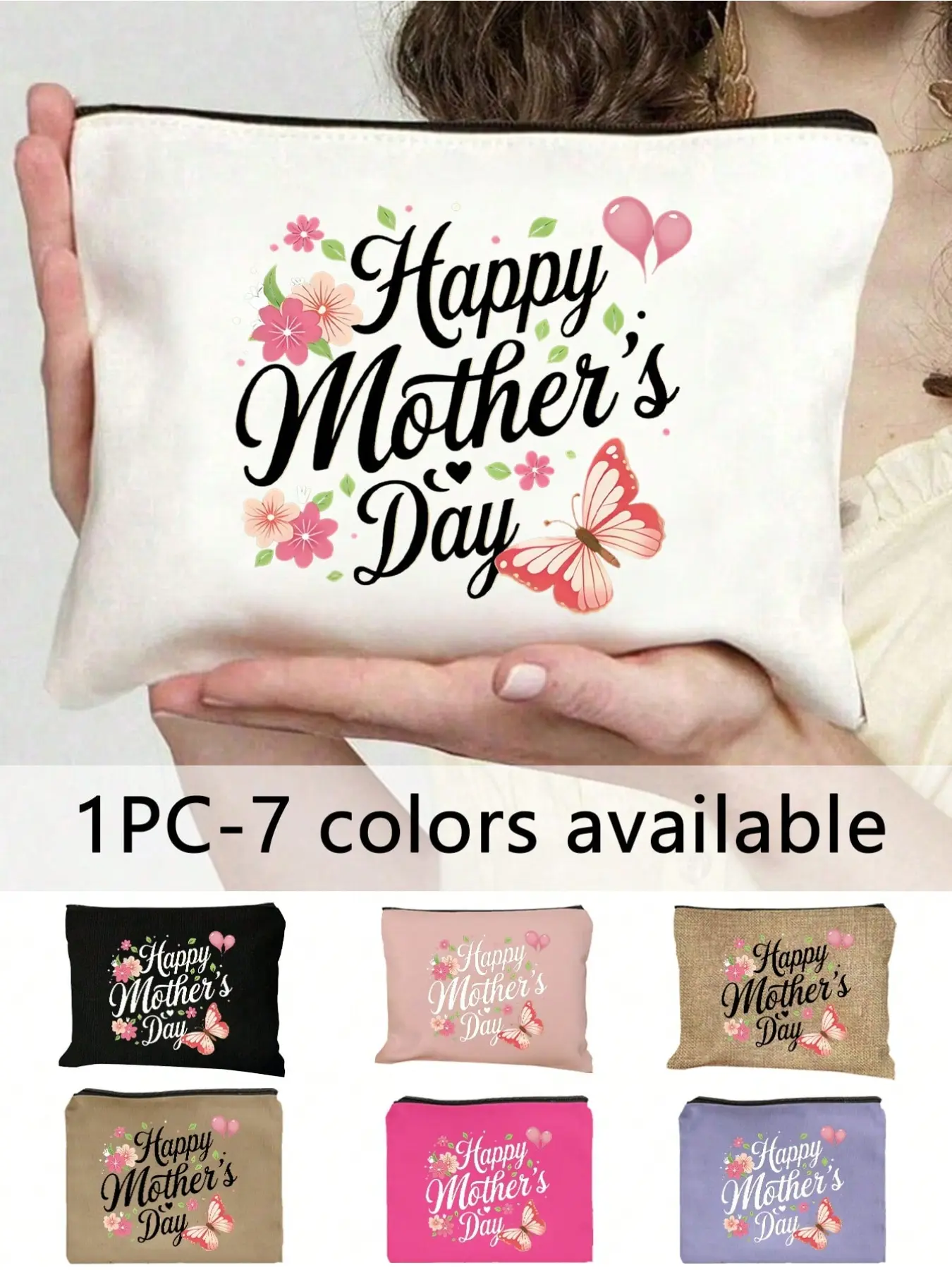 Mother's Day floral butterfly print makeup bag, Beauty Bag, Makeup pouch, portable waterproof cosmetic storage bag gift, travel makeup bag, Travel Cosmetic Bags, large capacity travel storage bag, perfect gift for mom.