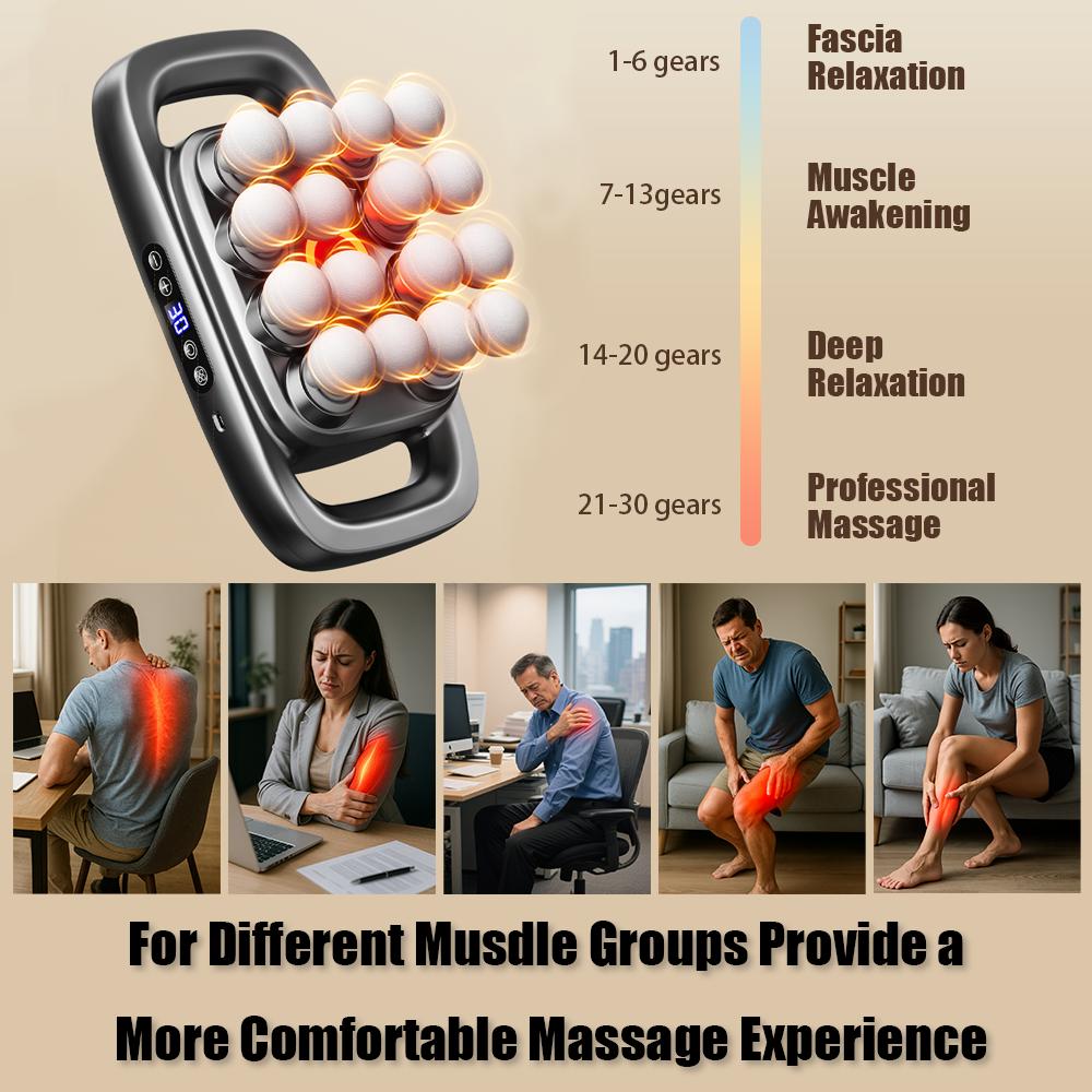 16-Head Deep Tissue Percussion Massage Gun, Body Massager with 3 Modes & 30 Intensities for Back, Neck Muscle Relaxation, Ideal Gift for Adults, Personal Care Massage Device, Adults Gifts,summervibes