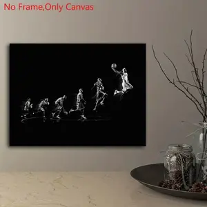 1 piece/set frameless canvas painting print poster, Hanging wall art, Classic minimalist Dynamic Realism Motion Sequence pop art, LeBron James, perfect gift for basketball lovers, ideal for bedroom, bathroom, living room, office, mural, wall decoration