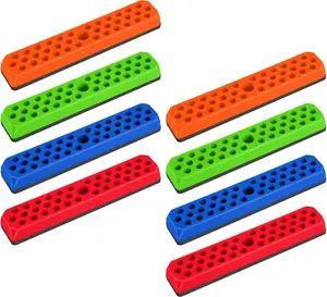 8 Pcs Bit Holder Hex Bit Organizer for 1/4 Inch Screwdriver Bits, 37 Holes Bits Tool Organizer with Base, Red, Blue, Orange and Green (Not Included)