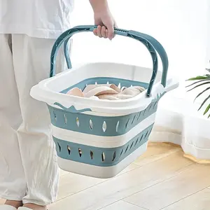 Foldable Laundry Basket with Handle, Durable Plastic Storage Bin, Collapsible Storage Baskets, Space-Saving Rectangular Design for Bedroom Bathroom Home Organization, Collapsible Laundry Hamper, Clothes Hamper