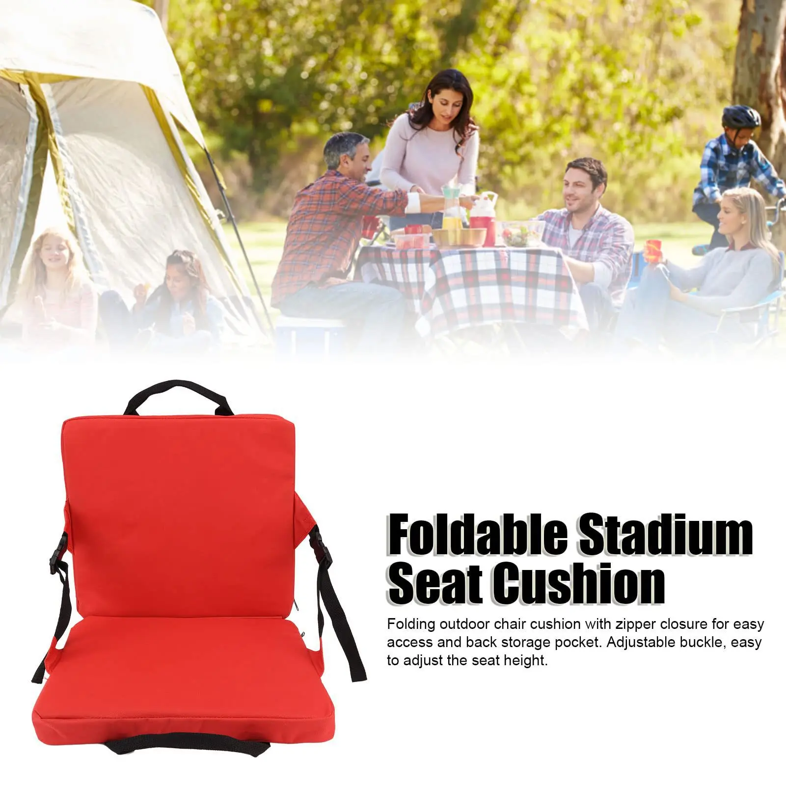 Thickened Outdoor Foldable Cushion Chair Square Chair Thick Cotton Cushion Stadium Chair Cushion with Backrest Beach Chair camping essentials