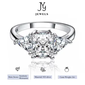 【JYJZZ213】Synthetic Moissanite S925 Silver 2CT Rectangle Shaped Ring Simple Fashion Versatile Design Radiant Cut Ring for Women.