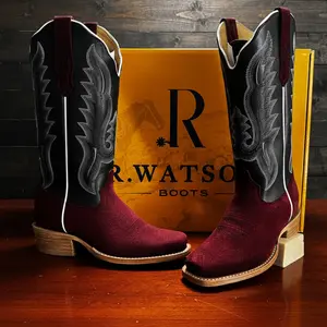 R. Watson Rhubarb Roughout // Black Sintara Shaft Boots- Narrow Square For Women