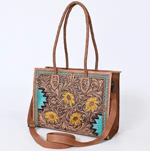 American Darling Floral Tooled Leather Tote -Western Crossbody Bag
