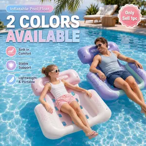 110cm Inflatable Floating Bed for Adults, 3-Tube PVC Water Lounger with Breathable Air Hole Surface, Portable Foldable Pool Float for Outdoor Swimming, Beach Lake and River, Comfortable Summer Floating Chair for Relaxation and Sunbathing, Water Sofa Float