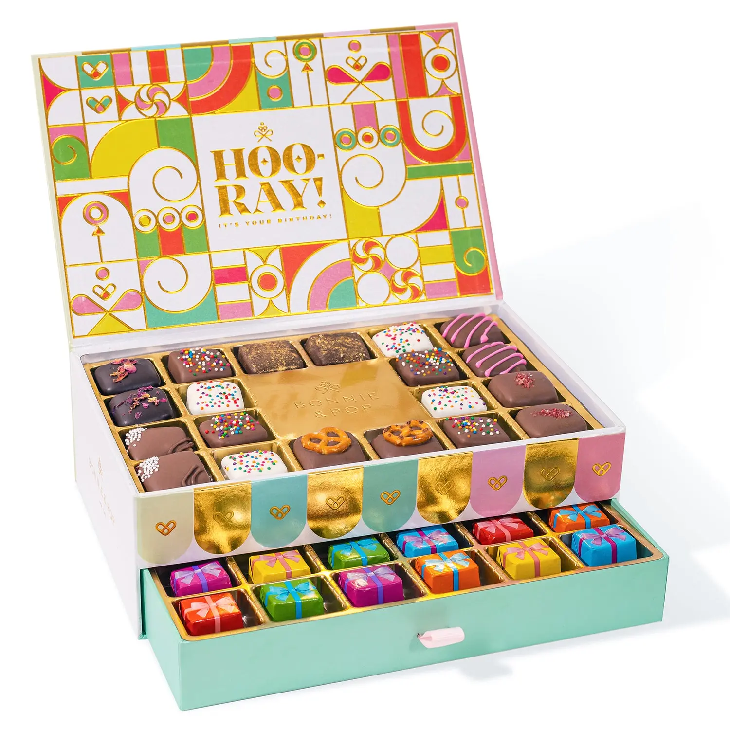Gourmet Chocolate Birthday Gift Box - Assorted Truffles, Caramels & Pretzels Chocolate Gift Box for Birthdays