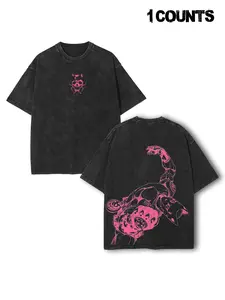 Jojo Killer Queen Washed Long Shirt Graphic Fitted Streetwear Top Menswear