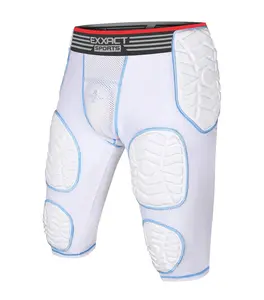 Exxact Sports Combat 7-Pad Adult Football Girdle for Men Padded Compression Shorts with Cup Pocket White Athletic Bottoms Hip Safety
