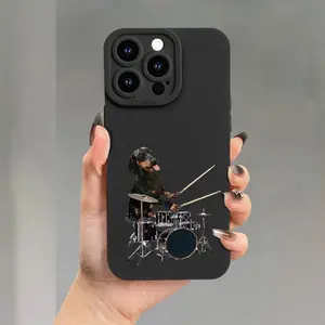 New Creative Drum Dog Pattern Phone Case, TPU Shockproof Full Protection Case, Suitable for iPhone 17/16/15/14/13/12/11 PRO MAX PLUS AIR E XS and PROMAX MINI, Ideal Gift for Friends and Family, MS1235