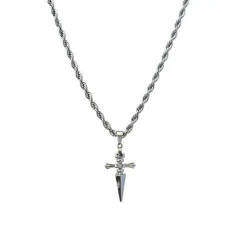 Cross Dagger Pendant Necklace for Men Women Streetwear Punk Hip Hop Unisex Necklace