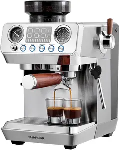 20 Bar Espresso Machine with Grinder, Expresso Coffee Machines with Professional Steam Wand, 52mm Portafilter, 45 Precise Grind Settings, Stainless Steel All-in-One Coffee Maker for Home Use
