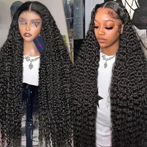 32 38 Inch Deep Wave Lace Front Wigs 13x6 HD Lace Frontal Human Hair Wigs 180% Density Wet And Wavy Human Hair Wig Brazilian Virgin Curly Human Hair Wig For Women Lace Frontal Wigs With Baby Hair Pre Plucked Hairline Natural Color, Deep Wave Wig
